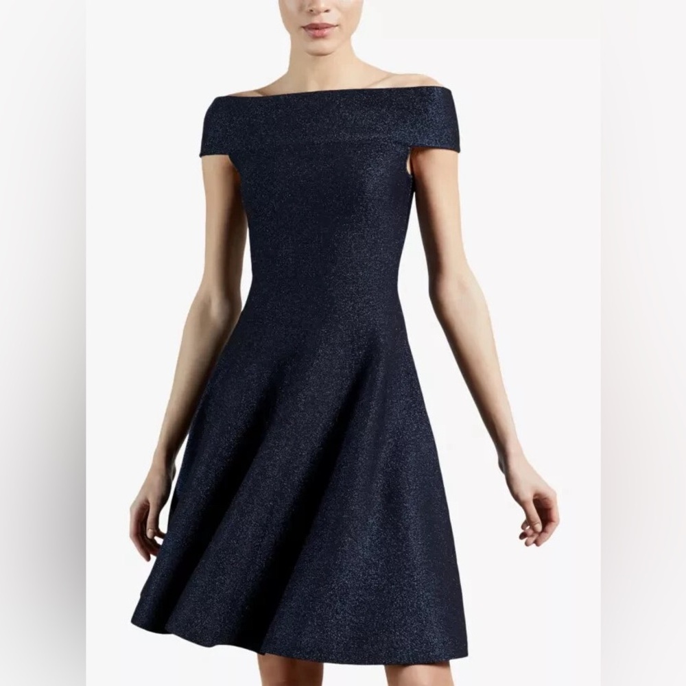 Ted Baker Knitted Bardot Skater Navy Dress